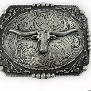 Cowboy Belt Buckle with 2 rhinestones